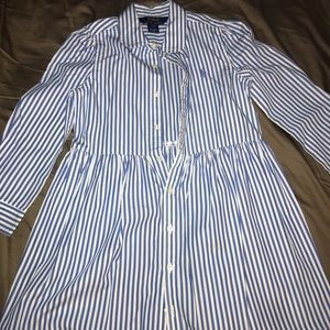 Size 5t girls blue and white stripped polo dress
